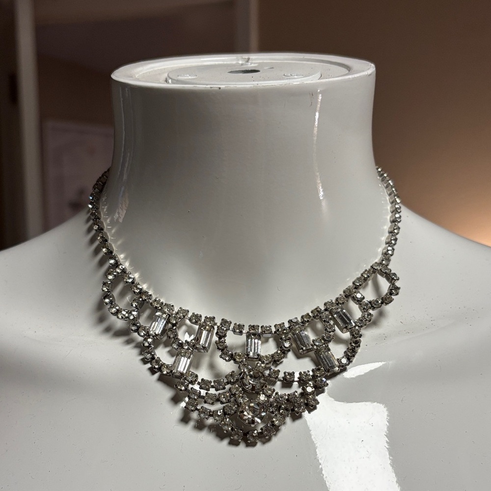 Vintage Crystal Bib Choker Necklace